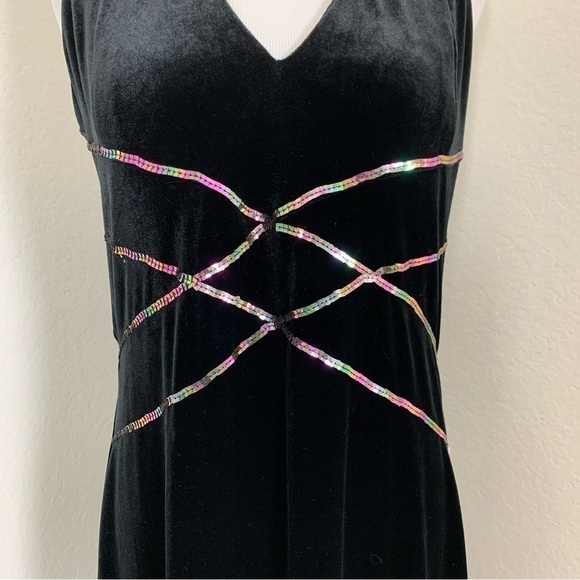 Vtg Jessica McClintock Gunne Sax Velour Long Gown Rainbow Sequin 90s Womens 11 - Picture 11 of 17